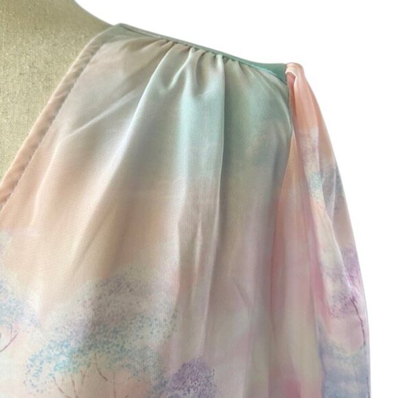 DALIA MACPHEE Purple Multi Floral Button Down Dress Long Sleeve Ruffled Lrge NWT - Picture 8 of 16